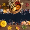thumbnail image 3 of Fall Table Runner Thanksgiving Orange Blue Pumpkin Table Runners Watercolor Eucalyptus Leaves Black Cotton Linen Dresser Scarf Kitchen Dining Table Decor for Fall Holiday Party Decor 13x90 Inch, 3 of 9