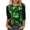 Green#17, variant on JTZGDY Plus Size St. Patrick's Day Tops for Women Dressy Casual Green Shamrock Clover Pattern Print 3/4 Sleeve Crewneck Tunic Shirts Loose Oversized Comfy Holiday Outfit Tees Blouse