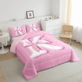thumbnail image 3 of Manfei Kids Personalized Initial K 3pcs Full Comforter Set - Kawaii Pink Bow Princess, 3 of 8