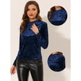 thumbnail image 2 of DARING DIVA Women's Velvet Round Neck Long Sleeve Casual Tops 2XL Dark Blue, 2 of 6