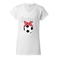 thumbnail image 2 of Wild Bobby, Cute Soccer Mom Ribbon Soccer Ball Gift Sports, Mother's Day, Women Standard V-Neck Tee, White, 2XL, 2 of 3
