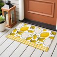 thumbnail image 4 of Yellow Lemon Entryway Rug 2'x3'&nbsp; Non Slip Front Door Mats, Summer Botanical Leaves Plaid Entrance Rugs Indoor Outdoor Carpet, Washable Floor Mats Small Area Rug for Bedroom Kitchen, 4 of 8