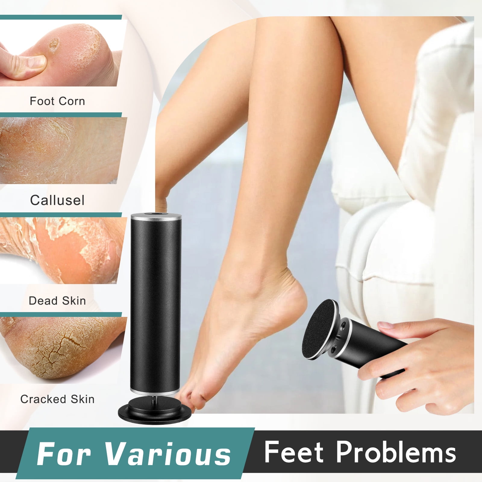 Electric Callus Remover, Foot File Grinder Tool with Adjustable Speed Controller, 60PCS Replacement Sanding Discs, Men Women Dead Dry Crack Skin Calluses Remover