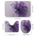 thumbnail image 3 of Purple Flower 4 Pcs Bathroom Shower Curtain Set, Bathroom Sets with Rugs (Bath Mat, U Shape and Toilet Lid Cover Mat) and 12 Hooks,, 3 of 5