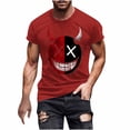 thumbnail image 3 of UVEASISHA Men's Novelty Graphic T-Shirts Short Sleeve Funny Face Printed Casual Tees Breathable Slim Fit Gym Workout Shirts Comfy Crewneck Pullover Red M, 3 of 6