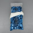 thumbnail image 2 of Ambesonne Abstract Bedding Set 4 Pcs, Digital Geometric Cubes, Queen, Blue, 2 of 3