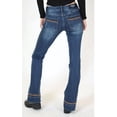 thumbnail image 3 of Grace in LA Jeans Women's Dark Wash Leopard Print Detailed Flare Stretch Jeans in 32" Inseam (28), 3 of 4