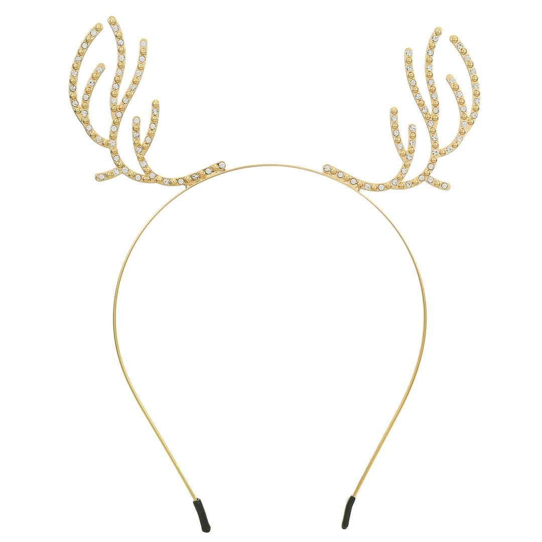 Holiday Time Sparkly Reindeer Antler Headband for Women and Teens Gold