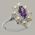 thumbnail image 2 of LBG British Made 925 Sterling Silver Natural Amethyst & Cultured Pearl Womens Anniversary Ring - 33 size options - Size 9.25, 2 of 6