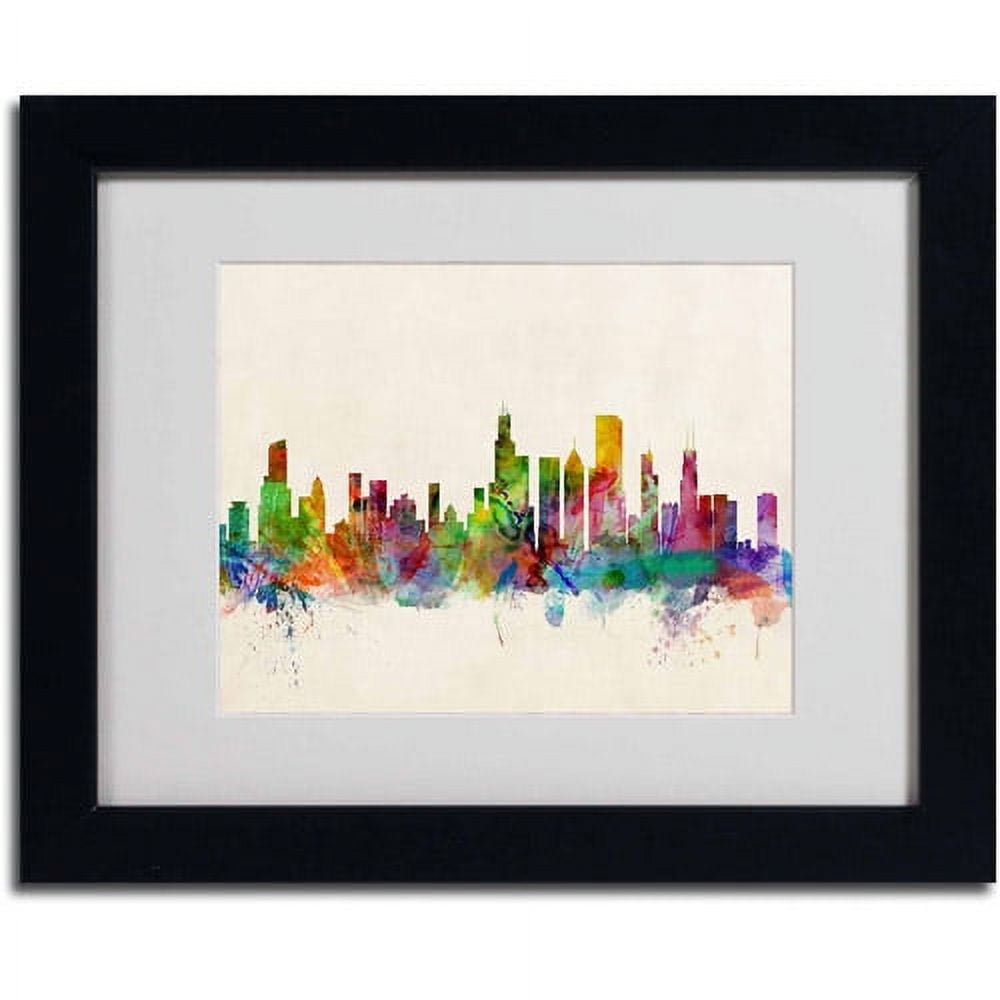 Trademark Fine Art "Chicago, Illinois" Canvas Art by Michael Tompsett, Black Frame