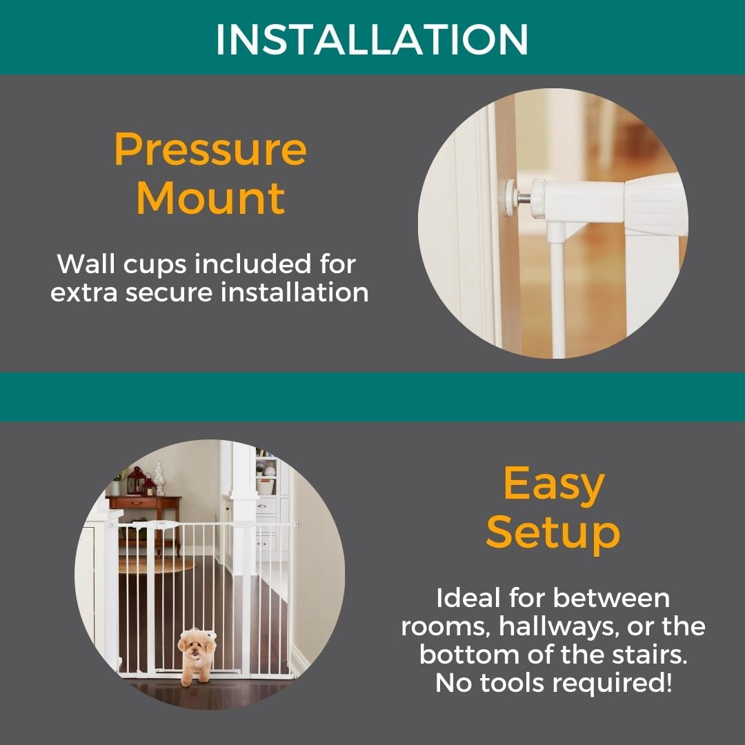 North States MyPet Extra Tall and Wide Metal Walk Thru EasyPass Pet Gate, Expands to 52" Wide