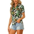thumbnail image 4 of INSPIRE CHIC Women's Tops Short Sleeve V Neck Printed Blouse XS Black, 4 of 5