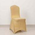 Efavormart Champagne Spandex Banquet Slip On Chair Cover with Silver ...
