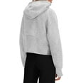thumbnail image 3 of Langwyqu Spring Fall Women Long Sleeve Casual Hooded Coat Zipper Crop Tops Sweatshirt, 3 of 5