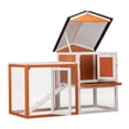 thumbnail image 4 of Clearance! 2-Story Wooden Rabbit Hutch Bunny Cage, Chicken Coop, Pet House for Small Animals, Orange + White, 4 of 8