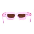 thumbnail image 3 of Womens Razor Blade Geometric Thick Horn Rim Temple Rectangle Sunglasses Pink Brown, 3 of 4