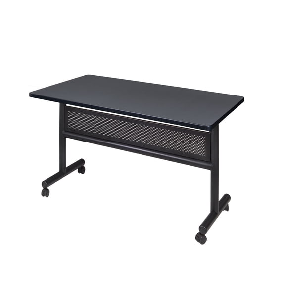 Kobe 48" x 30" Flip Top Mobile Training Table with Modesty- Grey