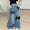 Blue, variant on Girls Fashion Cute Personality Pants Elastic Waist Wide Leg Jeans Casual Demin Pants with Pockets Preppy Clothes for Girls Size 6-7 Years