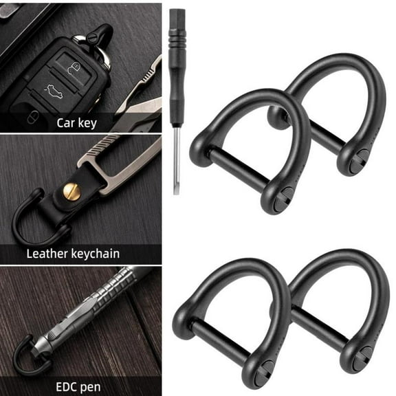 [Tools & Hardware] A Set of 4 Pcs D Ring Keychain with Screw Shackle,Portable 1/2inch D Shape Durable Key Ring for Car Key,DIY Leather Craft Purse