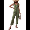 thumbnail image 2 of Womens Jumpsuits Dressy Summer Sleeveless U-Neck Casual Wide Leg Long Pants Rompers green XL, 2 of 7