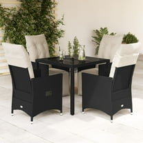 vidaXL Garden Dining Set Black and Cream White