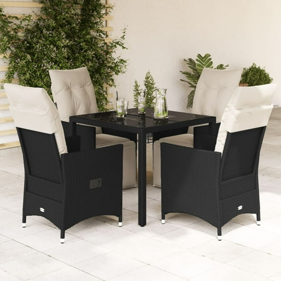 vidaXL Garden Dining Set Black and Cream White