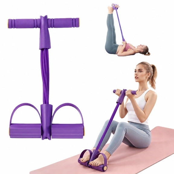 8 Tube Pedal Resistance Band with Handles, Multifunctional Portable Foot Pedal Resistance Trainer, Full Body Exercise Bands with Handles for Abs Waist Leg Home Fitness Training