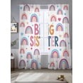 thumbnail image 2 of Boho Colorful Rainbow Sheer Curtains 96 Inch Length 2 Panels Set Window Treatments, Cartons Rainbows BIG SISTER Text Rod Pocket Semi Curtains for Living Room/Bedroom/Kitchen Décor, 104"W x 96"L, 2 of 7