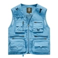 thumbnail image 5 of Men's Sleeveless Vest Multi Pocket Quick Dry Nylon V-Neck Workwear Photography Mountaineering Journalist Outdoor Casual Utility Fishing Hiking Travel | Zenithor,Blue L, 5 of 9