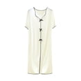 thumbnail image 2 of Blmnix Nightgown for Women Lightweight Nightgowns Sleepshirts Bamboo Nightgown Sleep Dress V-Neck White Long Short Sleeve Moo Moo Nightgown, 2 of 5