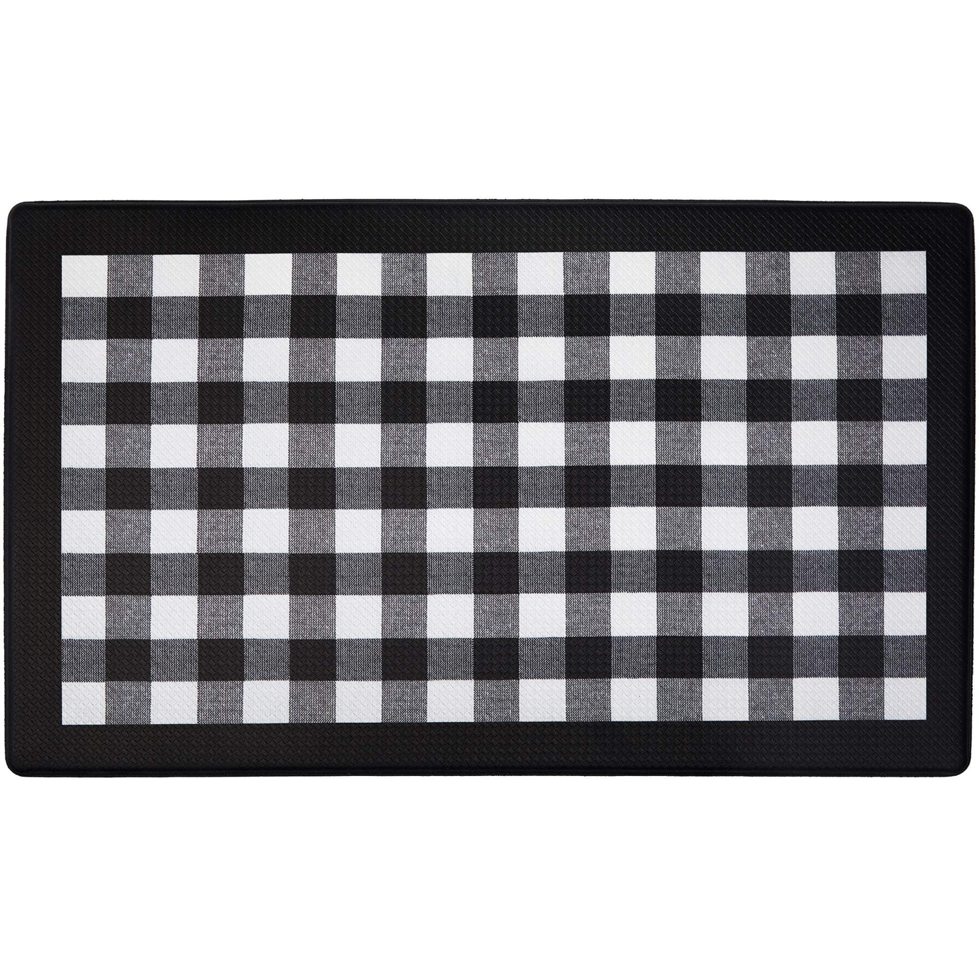 Waterproof Non Slip Rubber Back Kitchen Mat For Indoor Outdoor 18 x 29+18 x 47 KIMODE 2 Piece Checkered PVC Leather Heavy Duty Standing Desk Mat Buffalo Plaid Anti Fatigue Kitchen Floor Rug Set 