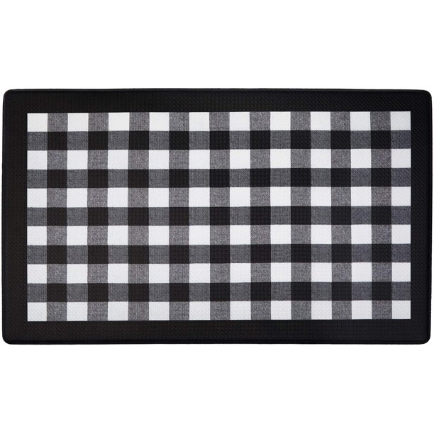 PowerSellerUSA Plaid Anti Fatigue Mat, Non Slip Textured Buffalo