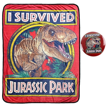 Jurassic Park Throw Blanket I Survived T-Rex Soft Plush Fleece Blanket 45" x 60"
