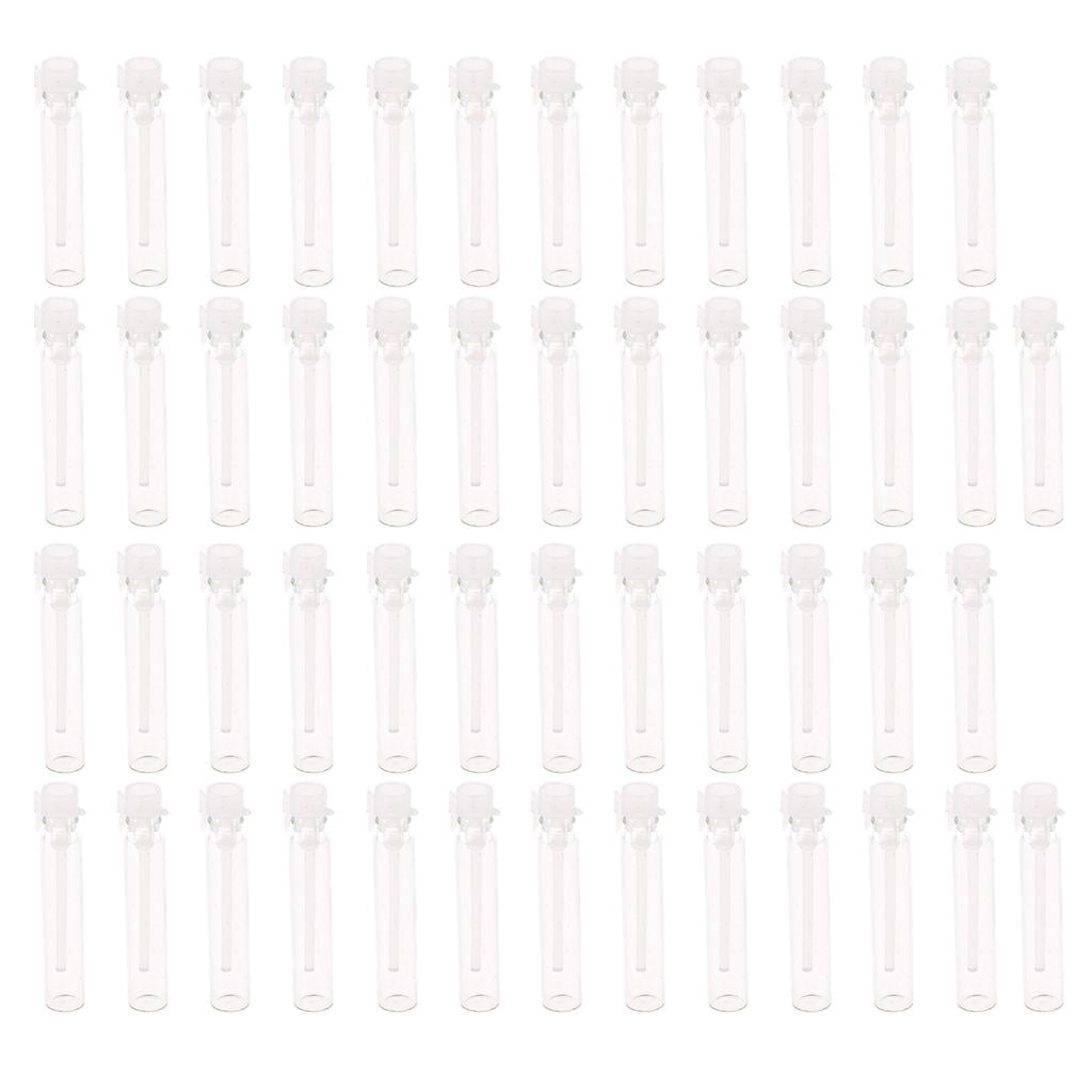 FITYLE 4x50x Mini Glass Vials Empty Essential Oil Fragrance Bottle 2ml White Cap