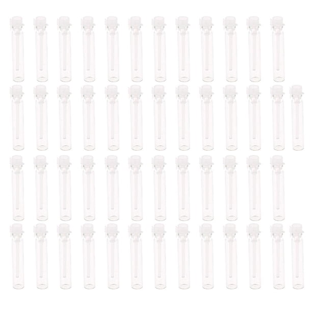 50 botellas mini viales vacíos para aceites esenciales, frascos de perfume Gorra blanca