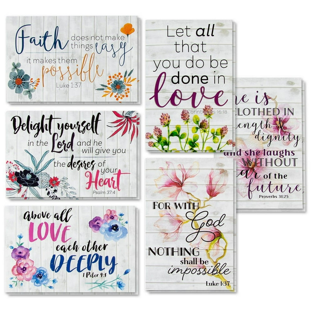 60Pack Inspirational Religious Floral Note Cards with Envelopes 6