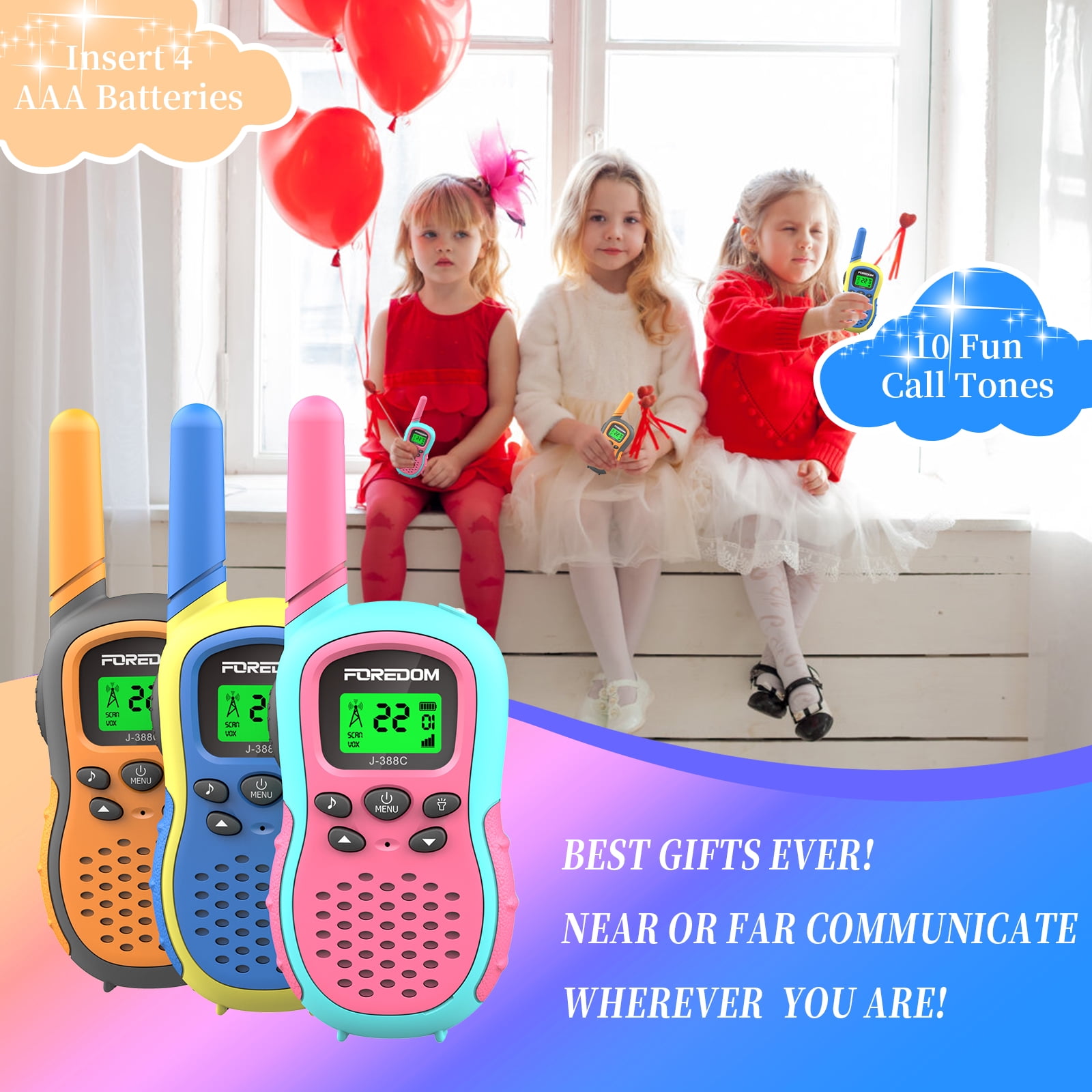 Vidéo Talkie Walkie Enfants Rechargeable,Cadeaux d'anniversaire pour