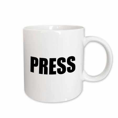 

3dRose With the press - fun journalist gifts - bold black text - newspaper news or media job and proud Ceramic Mug 11-ounce