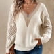 thumbnail image 1 of Suéter de cuello en V de primavera y otoño europeo y americano, suéter informal holgado para mujer, 1 of 5