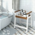 thumbnail image 2 of Costway Banc de Douche Imperméable en HDPE Robuste avec Accoudoir Blanc & Marron, 2 of 10