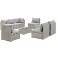 thumbnail image 1 of Modern Contemporary Urban Outdoor Patio Balcony Garden Furniture Lounge Sectional Sofa and Table Set, Sunbrella Rattan Wicker, Grey Gray, 1 of 5