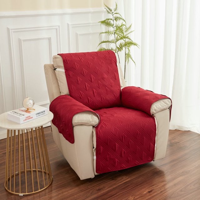 Nvzi-a - Funda de sofá para sillón reclinable individual, fácil de instalar, lavable, 55 x 198 cm (rojo oscuro)