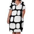 thumbnail image 2 of Mid Century Mod Inspired Block Print Loose Pocket Dress summer dress daily Summer skirt women dress Clothing, 2 of 6