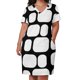 thumbnail image 2 of Vestido holgado con estampado de bloques inspirado en la moda de mediados de siglo y bolsillo corto largo y llamativo., 2 of 6