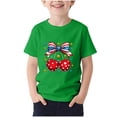 thumbnail image 6 of Kukoosong Kids Patriotic Print T-Shirt, Boys Girls American Flag Bow 4th of July Graphic Tee, Short Sleeve Casual Holiday Tops, 6 of 6