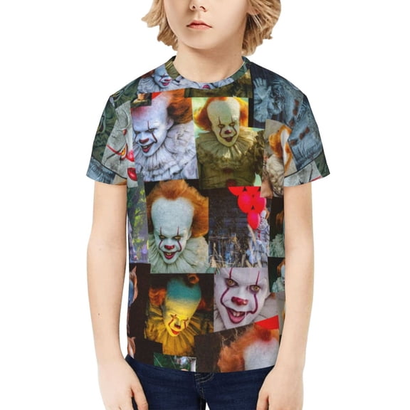 It Pennywise Horror T-Shirt for Boys Girls Youth, 3D Printed Graphic T-Shirts Short Sleeve Summer Casual Tee Shirts for Kids