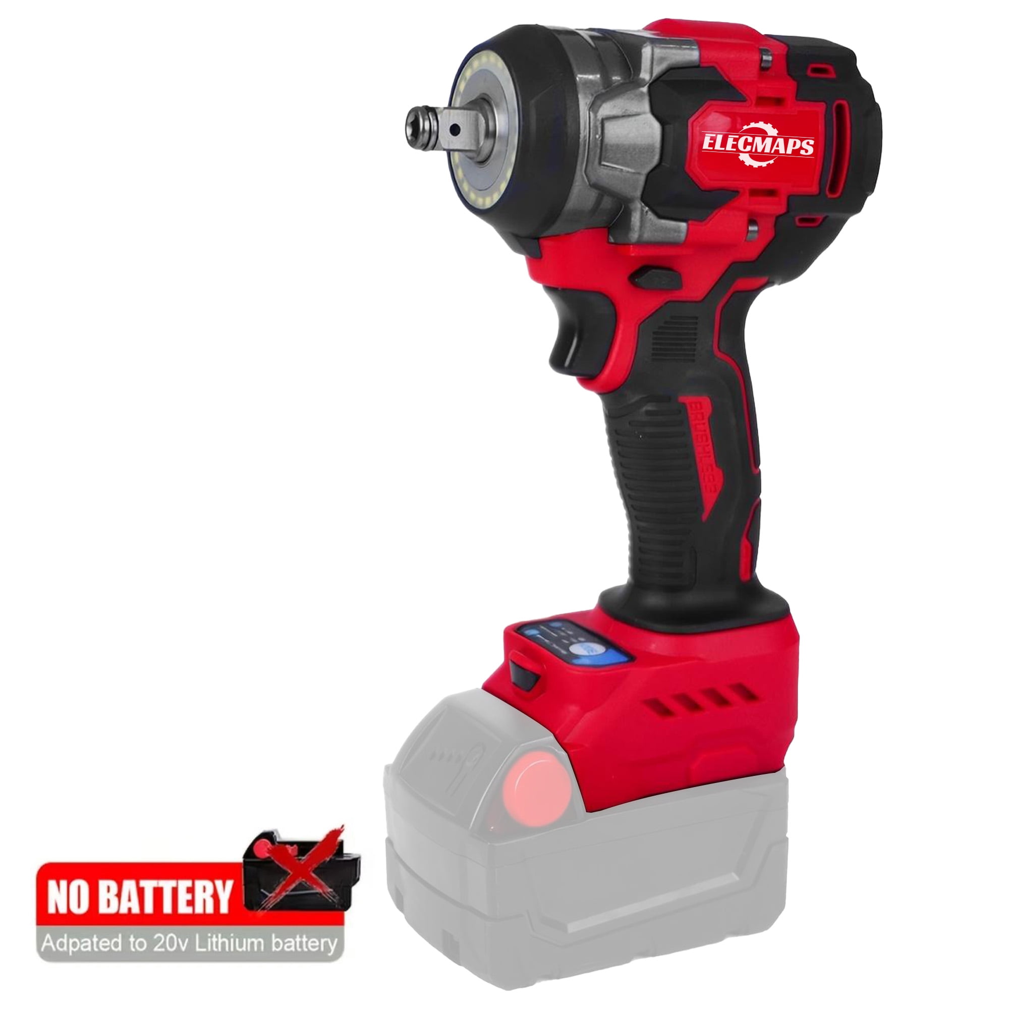 ELECMAPS 1/2 Inch Cordless Impact Wrench Set, 600N.m Brushless 4-Speed, 3-in-1 Function Compatible with Milwaukee M18 Batteries (Tool Only)