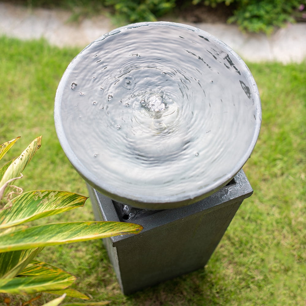 LiviNest Polyresin Zen Water Fountain: 44.5" Outdoor Garden Feature - Creates Relaxing Water Sound for Backyard Patio & Attracts Birds