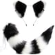 thumbnail image 1 of Juego de orejas y cola de mapache, lobo y gato, cola peluda de animal, cola y orejas de zorro, diademas con orejas, disfraz de Halloween y Navidad (blanco + negro), 1 of 5