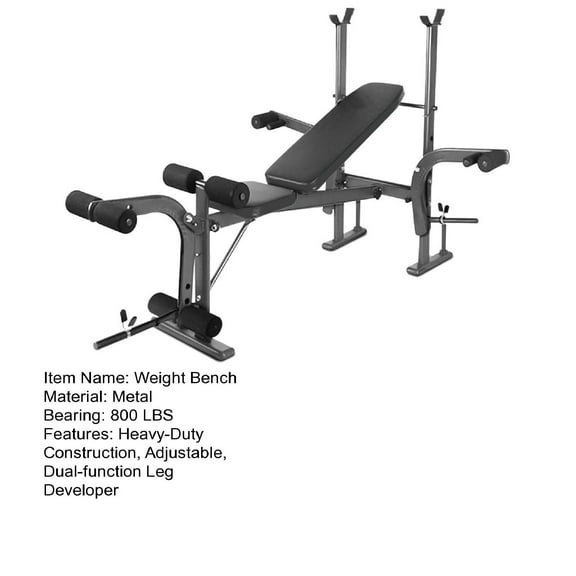 Trendix Weight Bench, Preacher Curl Bench, Leg Developer Machine with Barbell Rack 4 in 1 Standard Weight Bench, 220 lbs Weight Capacity Weight Lifting Equipment for Home Gym Full-Body Workout